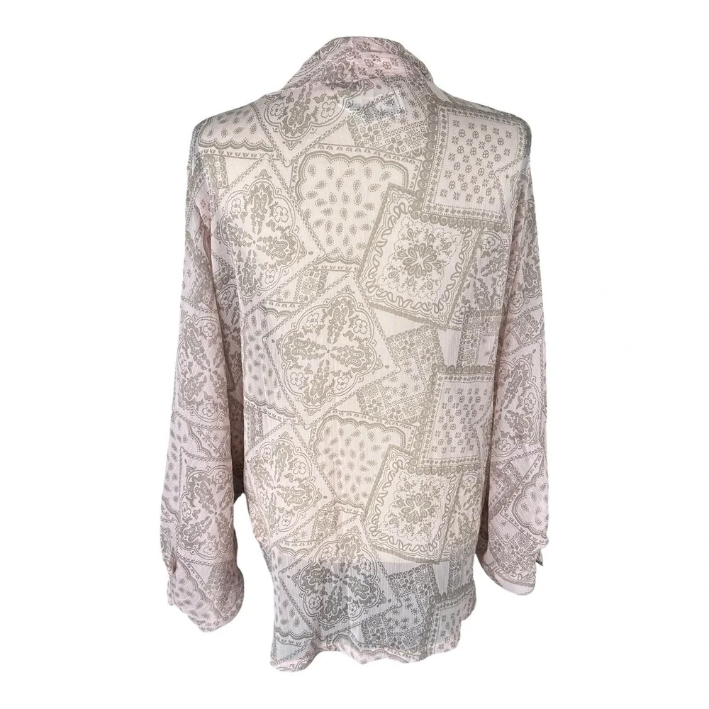 Free People Pink Long Sleeve Tie Front Blouse - Picture 3 of 10